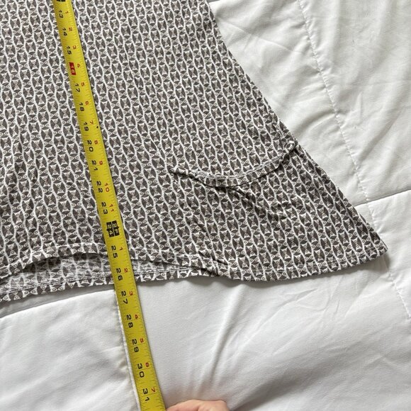 Womens Size XL Blouse Short Sleeve Scoop Neck Pockets Brown Office 90s Y2K - Picture 6 of 10